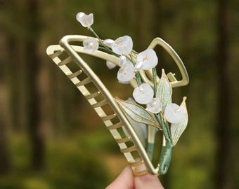 Lily of the Valley Hair Claw With Silk Leaves | Boho Hair Accessory Gift for Her