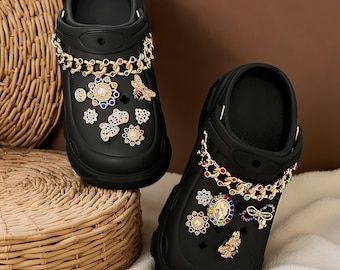 Colgantes de abeja dorada con cadena arcoíris / Regalo para hija, decoración de zapatos DIY