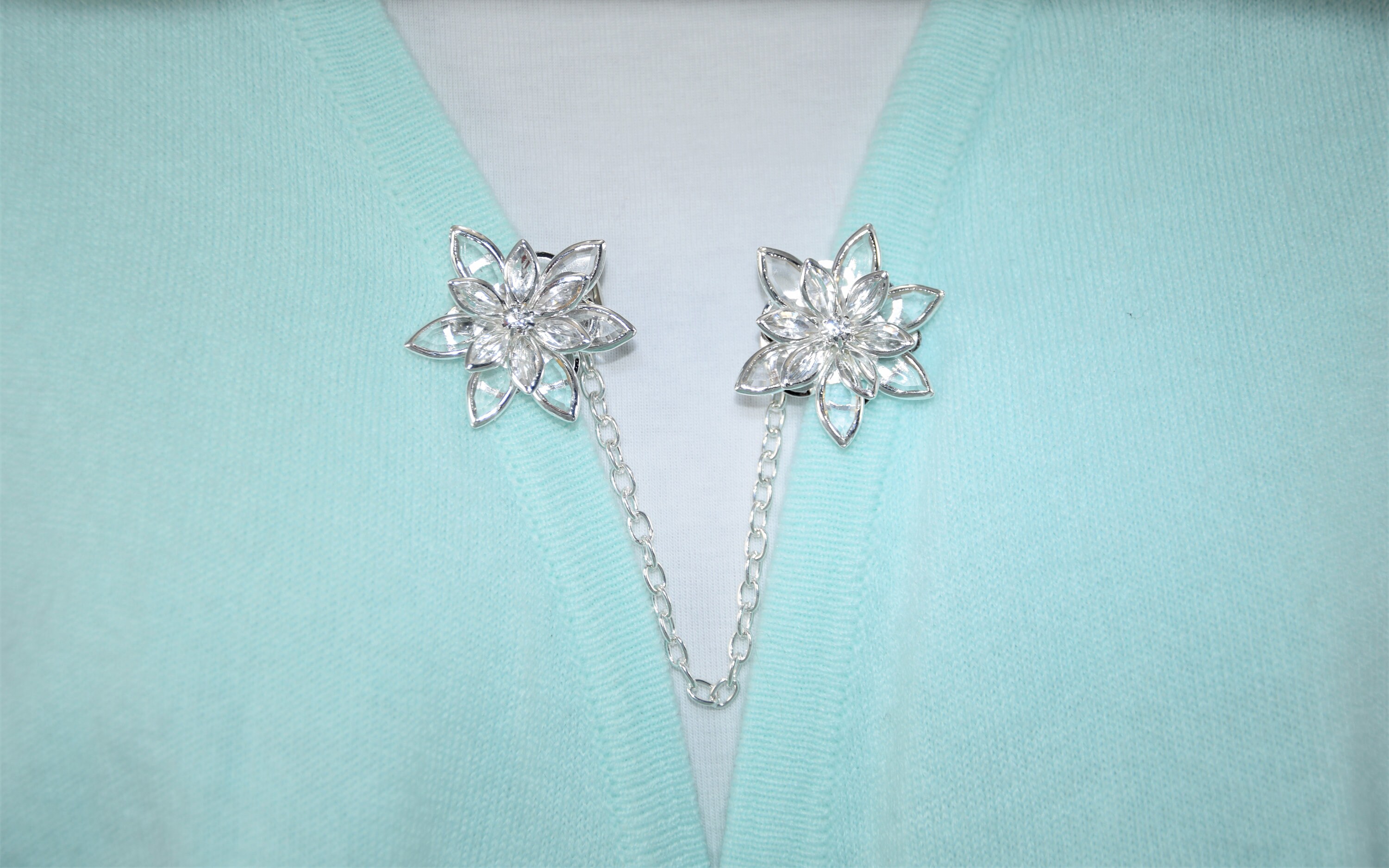 Cardigan clips sweater clips with single or double chain Etsy