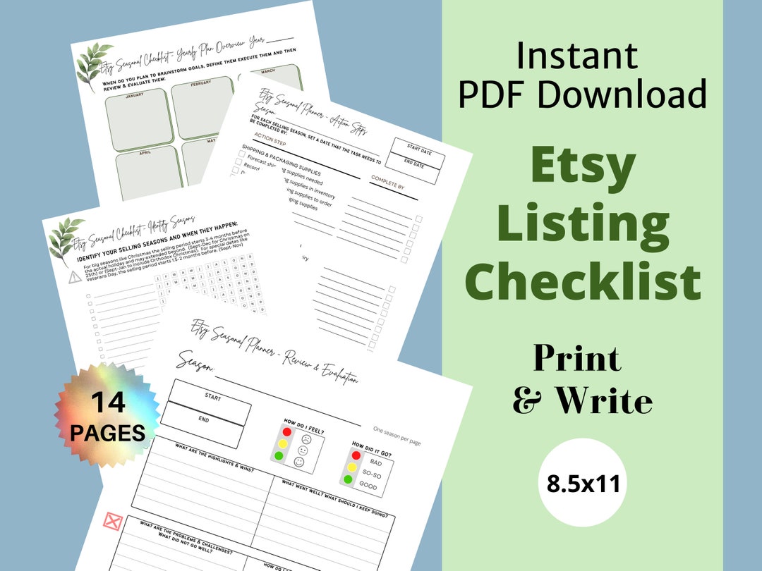 Etsy Listing Checklist, Etsy Listing Template, Etsy Printable, Etsy