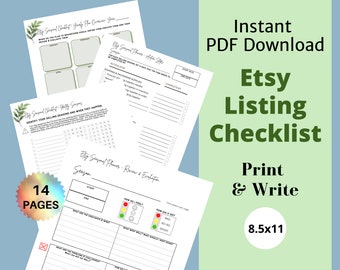 Etsy listing checklist, Etsy listing template, Etsy printable, Etsy checklist, Product template, Listing item creation, PDF