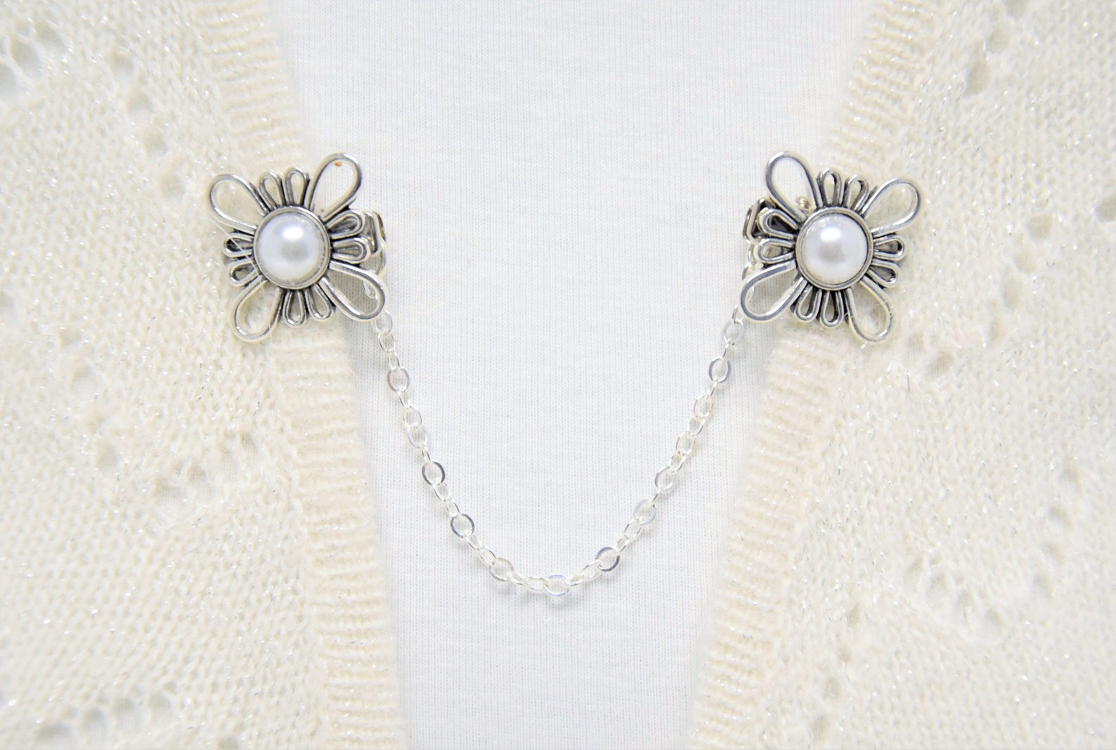 Cardigan clips sweater clips with single or double chain Etsy