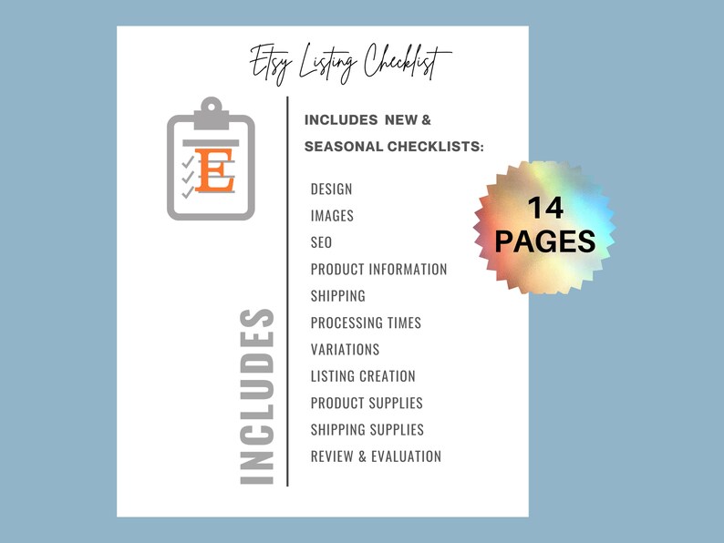 Etsy Listing Checklist Etsy Listing Template Etsy Printable Etsy