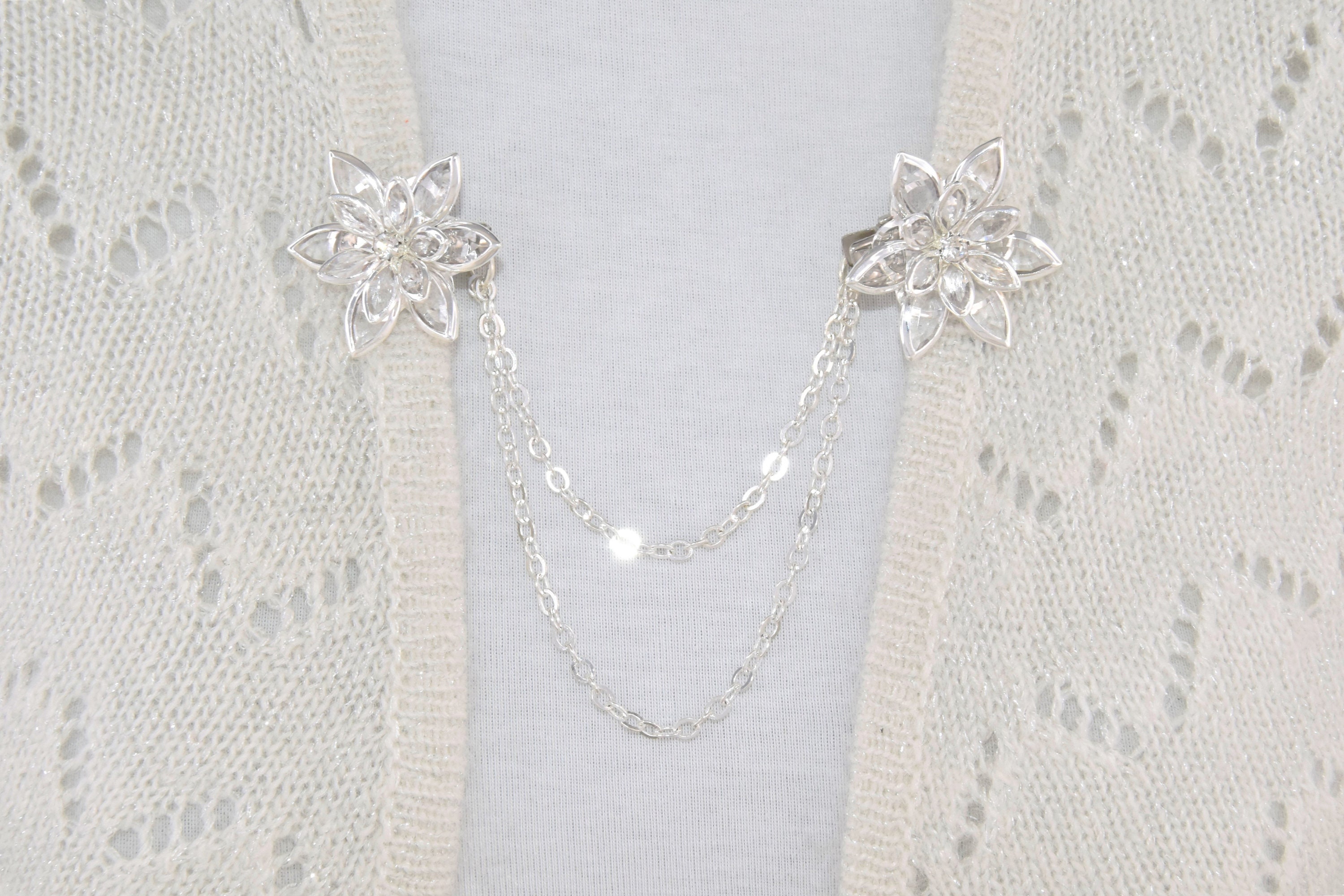 Cardigan clips sweater clips with single or double chain Etsy