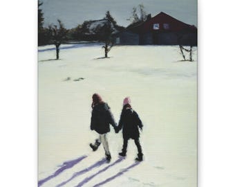 The Sisters In The Snow - Open Edition Canvas Print