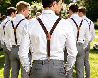 Personalized Leather Suspenders: Wedding Gift for Dad/Groom/Him