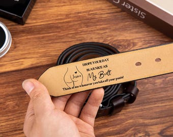 Ceinture en cuir gravée personnalisée, message caché pour lui, nom personnalisé, cadeau d'anniversaire de mari