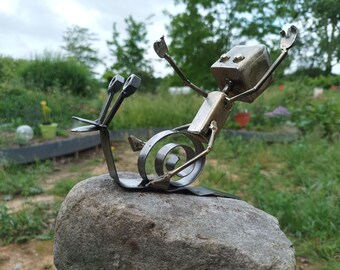 Robot riding a snail