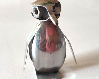 Penguin made from recycled cutlery. Metal art