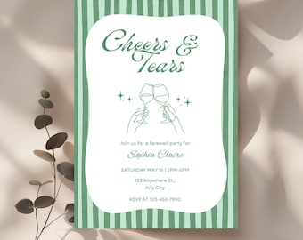 Cheers and Tears Goodbye Party Invitation Template Farewell Party Invite Editable Digital Canva Invite
