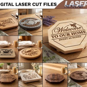 3D Riser tray, hot pot trivet laser cut files, home decor svg, heat stand, cup coaster, home sweet home, table riser