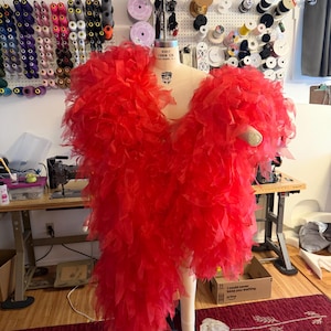 9ft organza faux feather boa in ruby red