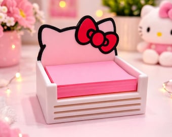Kitty Sticky Note Holder, Kawaii Desk Organizer 3D Printed