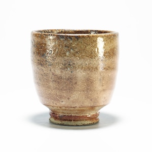 Orange Shino Stoneware Guinomi, Ceramic Sake Cup