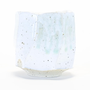 Ash White Speckled Stoneware Yunomi, Kurinuki Tea Cup