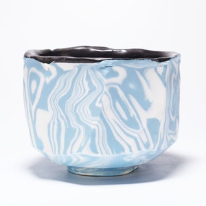 Marbled Porcelain Matcha Chawan, Ceramic Tea Bowl