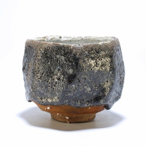 Black Crater Chawan, Kurinuki Matcha Tea Bowl