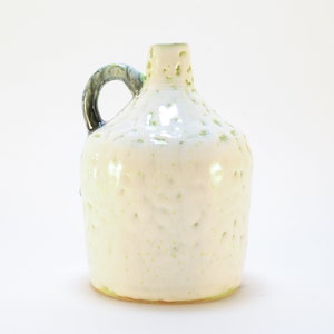White and Green Whiskey Jug, Stoneware Moonshine Jug