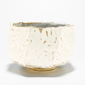White Shino Chawan, Kurinuki Matcha Tea Bowl