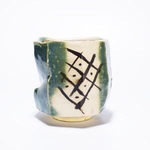 Shino Oribe Yunomi, Hand Painted Tea Bowl