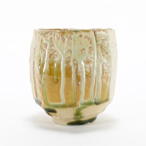 Jade Celadon Caramel Stoneware Yunomi, Kurinuki Tea Cup
