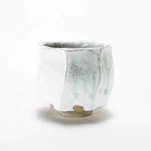 Ash White  Grey Stoneware Yunomi, Kurinuki Tea Cup