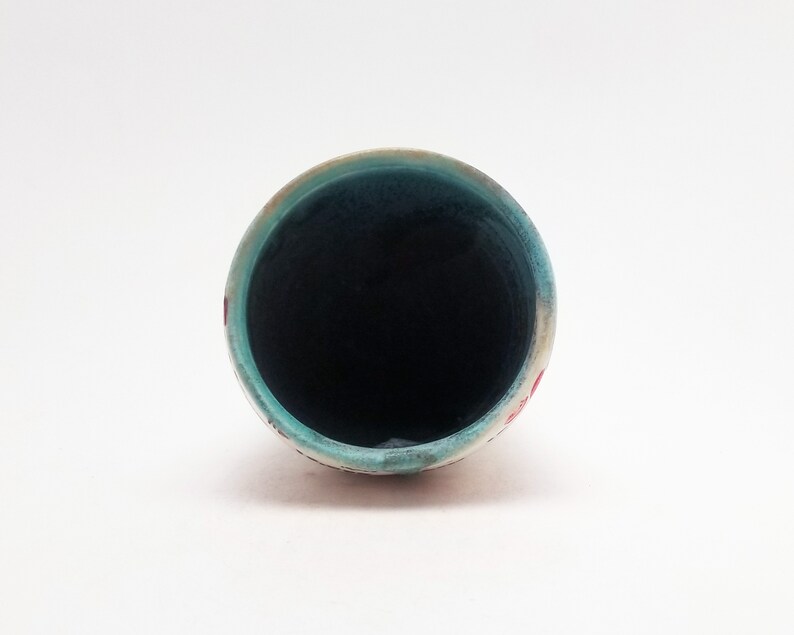 Urban Scrawl Cup Hand Painted Turquoise Porcelain Yunomi
