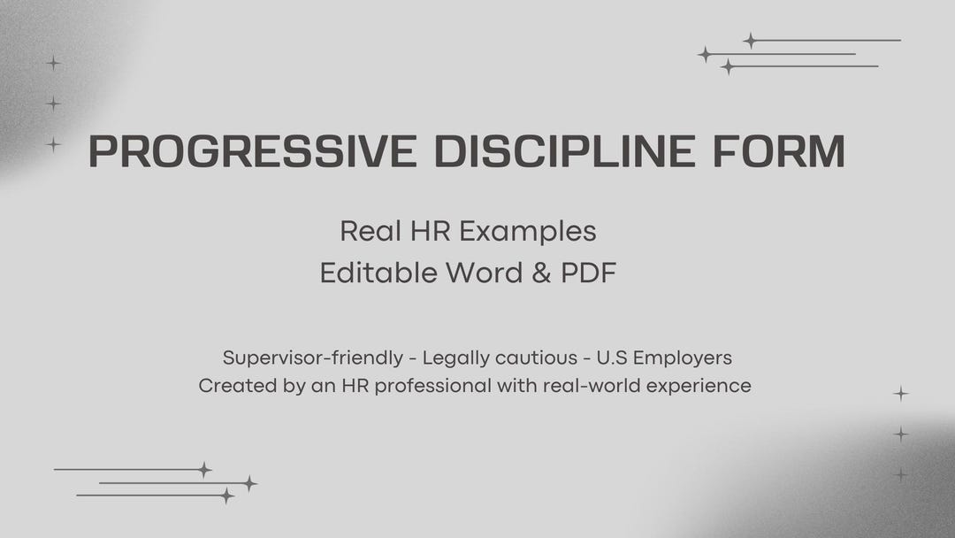 Progressive Discipline Form + Real HR Examples | Editable Word & PDF - Etsy