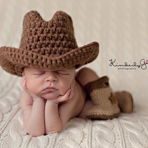 Baby Cowboy or Cowgirl Set-Includes Cowboy Hat & Cowboy Boots, Western Baby Shower, Infant Cowboy Hat Boots, Newborn Hat Boots, photo prop