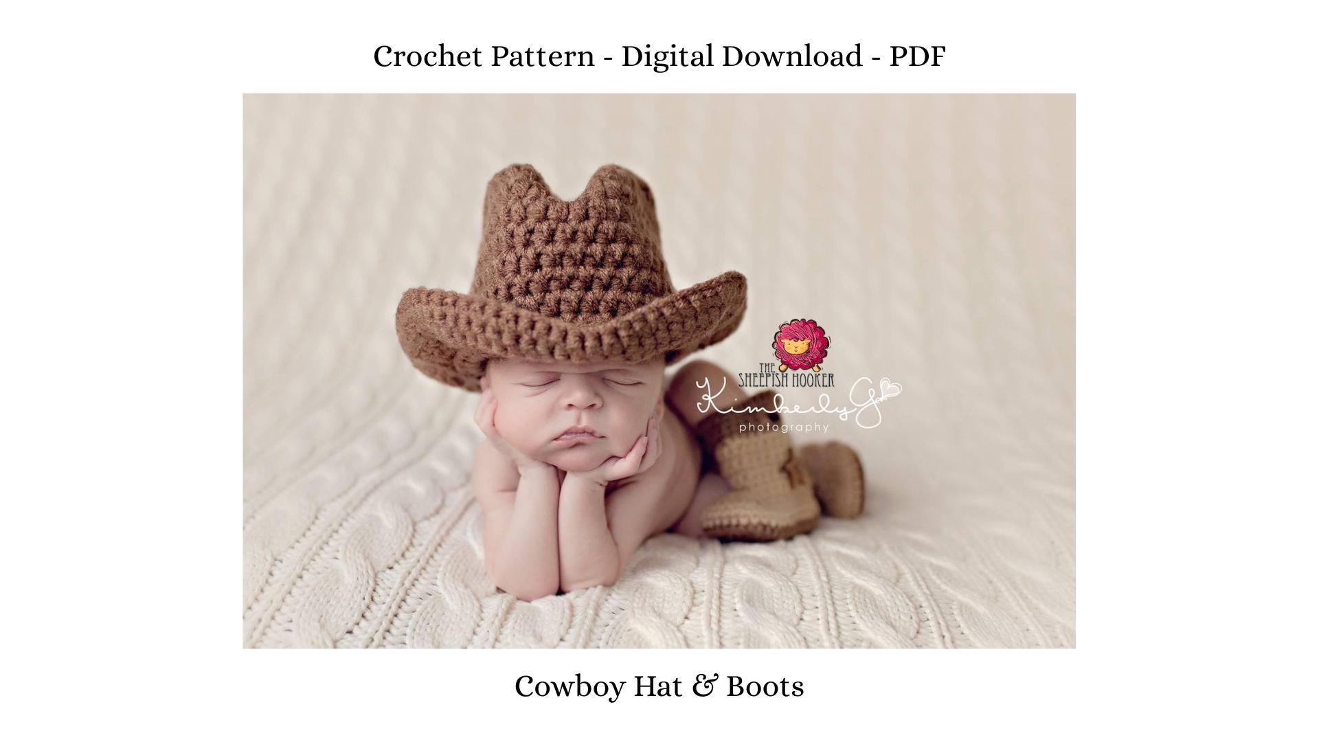 26 Cowboy Hat Crochet Patterns for Western-Inspired Hats, Miniatures, and Giftable Makes 15 Baby Cowboy Hat & Boot Crochet Pattern Western Outfit