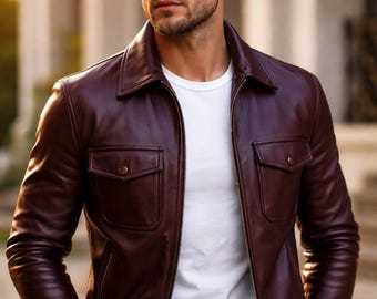 Luxury Handmade Men’s Leather Jacket — Cowhide or Sheep — Slim Biker Fit XS–6XL