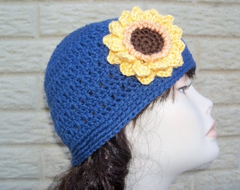 Sunflower Hat Crochet Pattern cap beanie#108