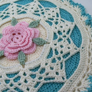 Rose Potholder Crochet Pattern Shabby Chic Cottage Chic/ 2 edging variationsCrochet Pattern 205 image 2