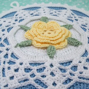 Rose Potholder Crochet Pattern Shabby Chic Cottage Chic/ 2 edging variationsCrochet Pattern 205 image 4