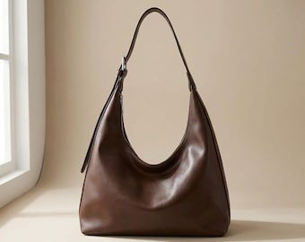 Mother's Day Gift For Mom, Minimalist Pu Leather Hobo Bag, Soft Faux Leather Shoulder Bag, Crossbody Travel & Work Bag, Work Bag, Mon Bag