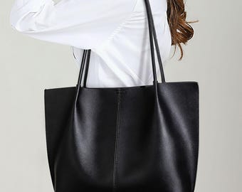 Large Tote With Small Pouch, Extra Large Tote Bag, Personalized Tote Bag, Shopping Leather Bag, PU Leather Bag, Woman Tote Bag, Gift For Mom