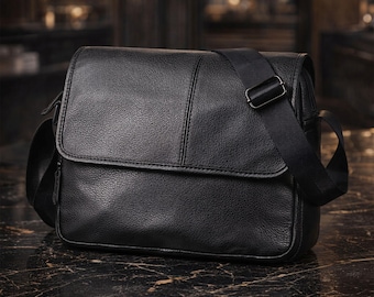 Genuine Leather Shoulder Bag – Unisex Minimalist Crossbody Bag For Casual, Commuter & Travel Use, Multiple Colors Available,Gift For Him/Her