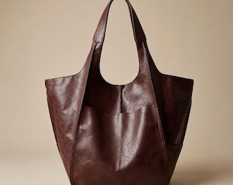 Large Tote Bag For Women, Pu Leather Shoulder Bag, Work Bag, Travel Tote, Big Capacity Handbag, Minimalist Shoulder Bag,Mom Bag,Gift For Mom