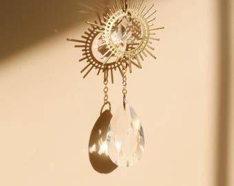 Atrapasueños de cristal de sol • Decoración de ventana dorada hecha a mano