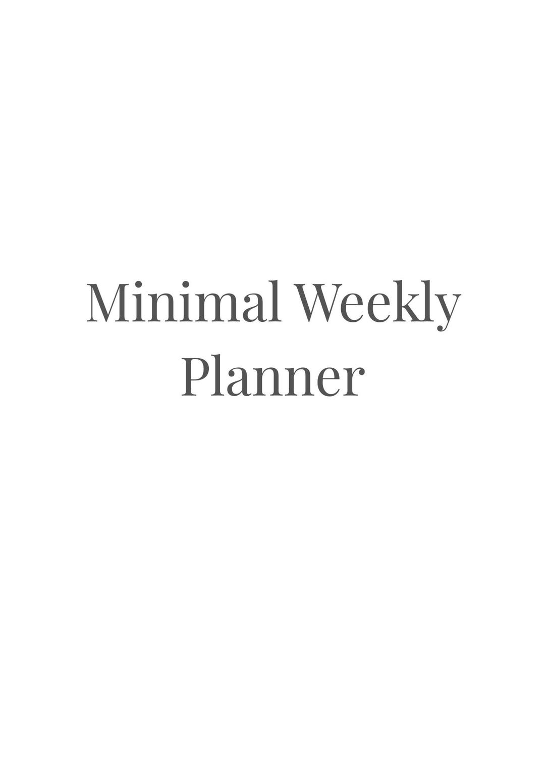 Minimal Weekly Planner Printable | A4 Planner | Simple Grey to Do List ...