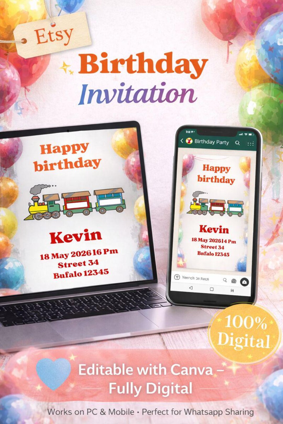 Editable Canva Invitations & Digital Party Prints - Etsy