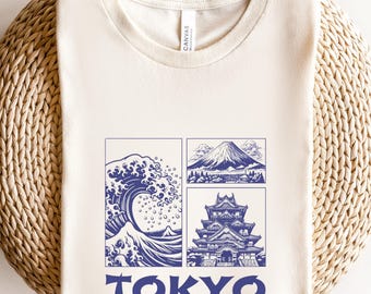 Camiseta Tokyo Wave, camiseta del Monte Fuji, camiseta japonesa de algodón