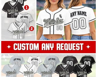 Personalized Women’s Chicago Baseball Crop Top With Custom Name & Number, Game Day Gift For Fans