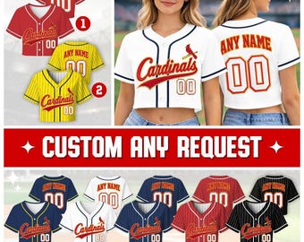 Gepersonaliseerde Cardinals-honkbaltop met aangepaste naam en nummer, cadeau voor fans