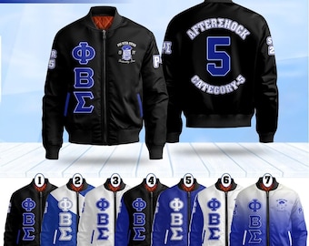 Customized Phi Beta Sigma Bomber Jacket, Personalized Sigmas Royal Blue 1914 Design Inspired FraternityJacket
