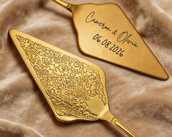 Personalized Engraved Wedding Cake Knife Server Set, Vintage Floral Stainless Steel Utensils,wedding gift