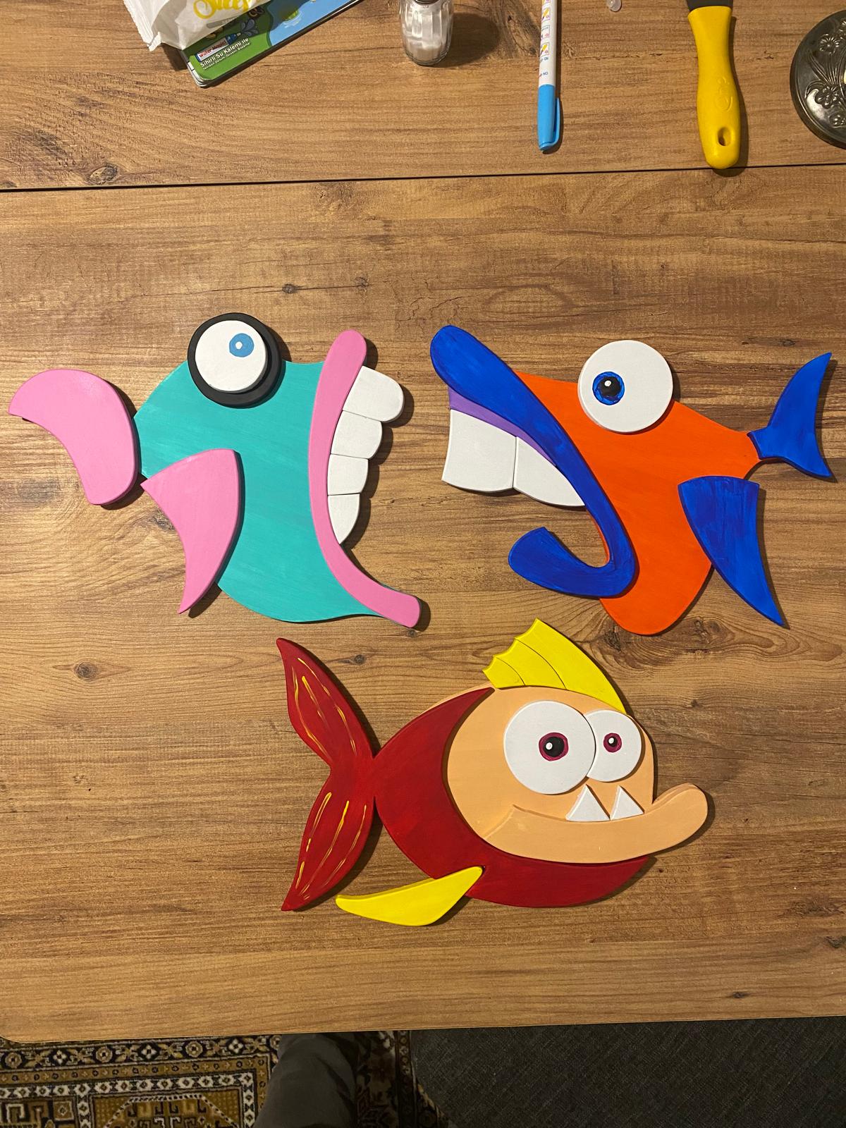Handmade 3D Wooden Fish Wall Art Set, Nursery Decor - Etsy