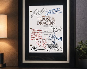 HOUSE, of the DRAGON, Signed, TV Script, Birthday Gift, Unique, Movie Lovers Gifts, Film, Framed, Screenplay, Printed Replicas, HotD, GoT