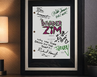 Invader, Zim Top of the Line, Signed, Framed, Script, Birthday Gift, Movie Lovers Gifts, TV Script, Movie Props, Fandom, Dib, Membrane