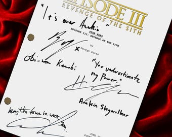 Star Wars, Episode III, Revenge of the Sith, Signed, Movie Script, Autograph, Screenplay, Unique, Birthday Gift, Movie Lovers Gifts, Replica